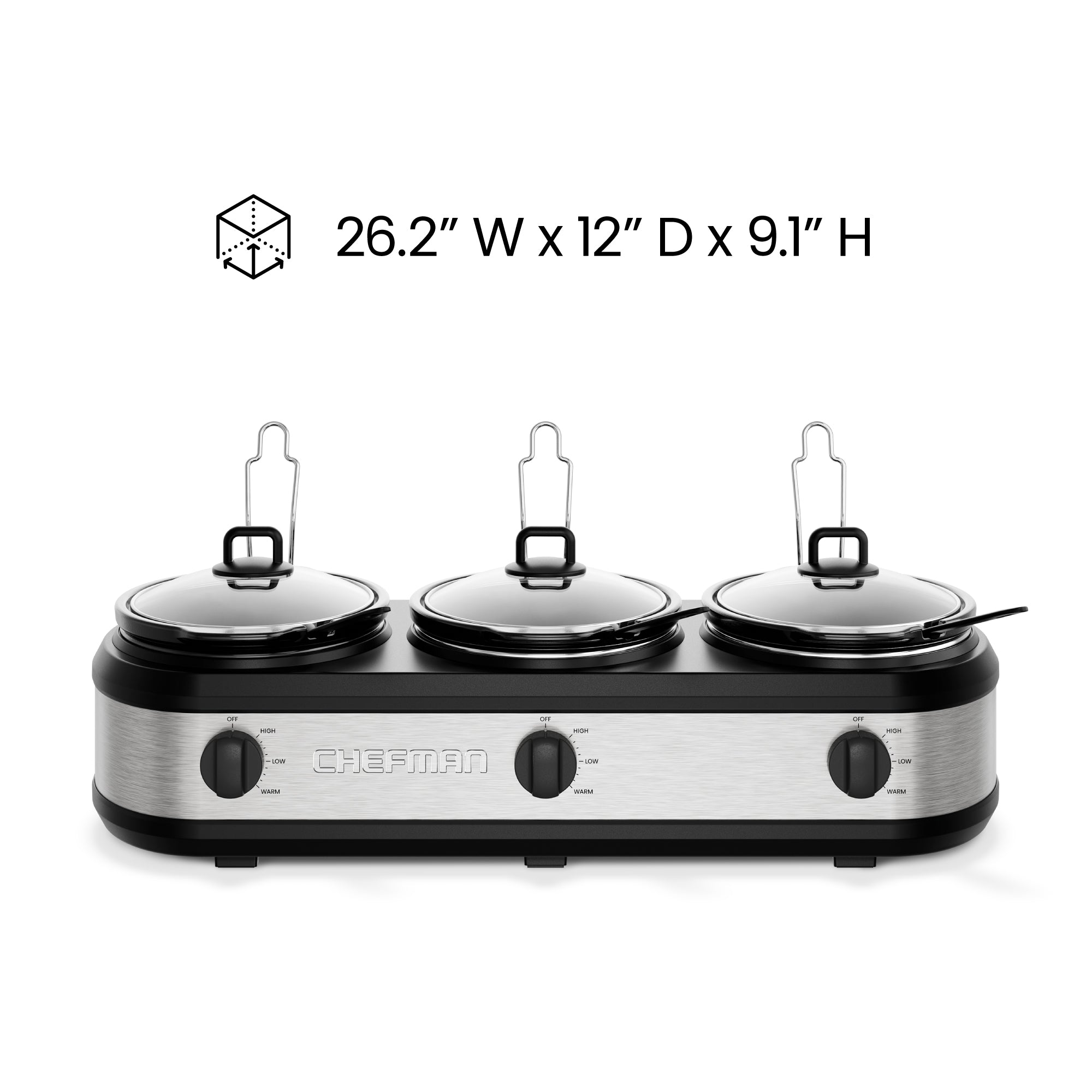 Stainless Steel Triple Slow Cooker & Buffet Server