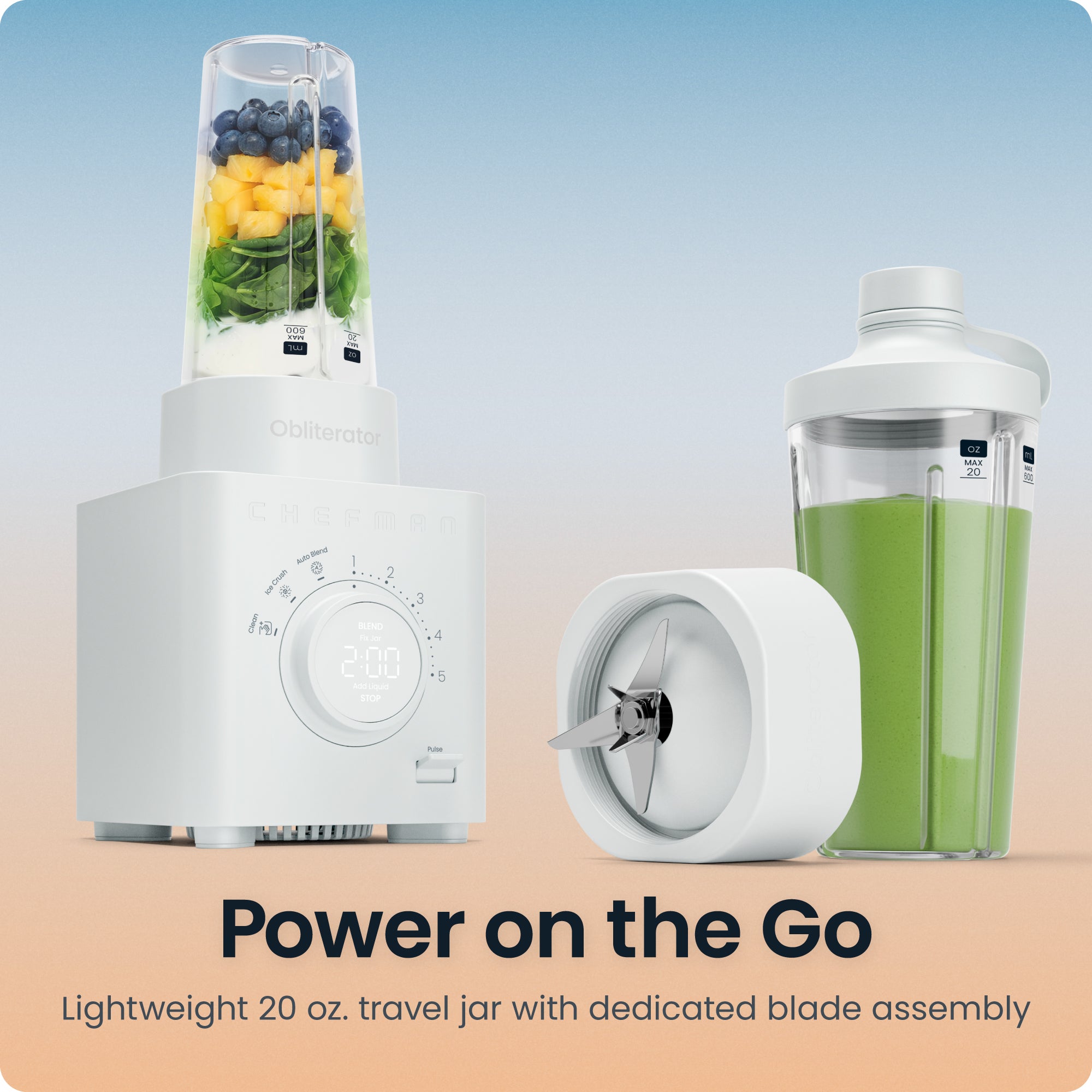 Obliterator 48oz Power Blender + Travel Jar - Concrete