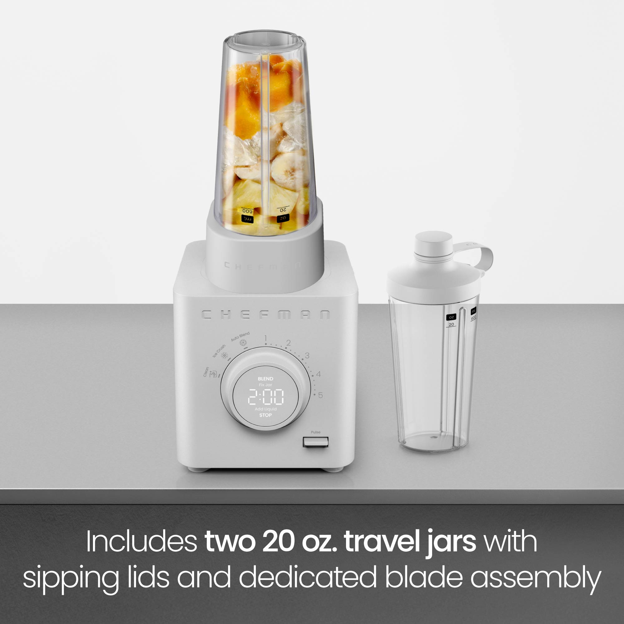 Obliterator 48 oz Power Blender + Two Travel Jars - Concrete