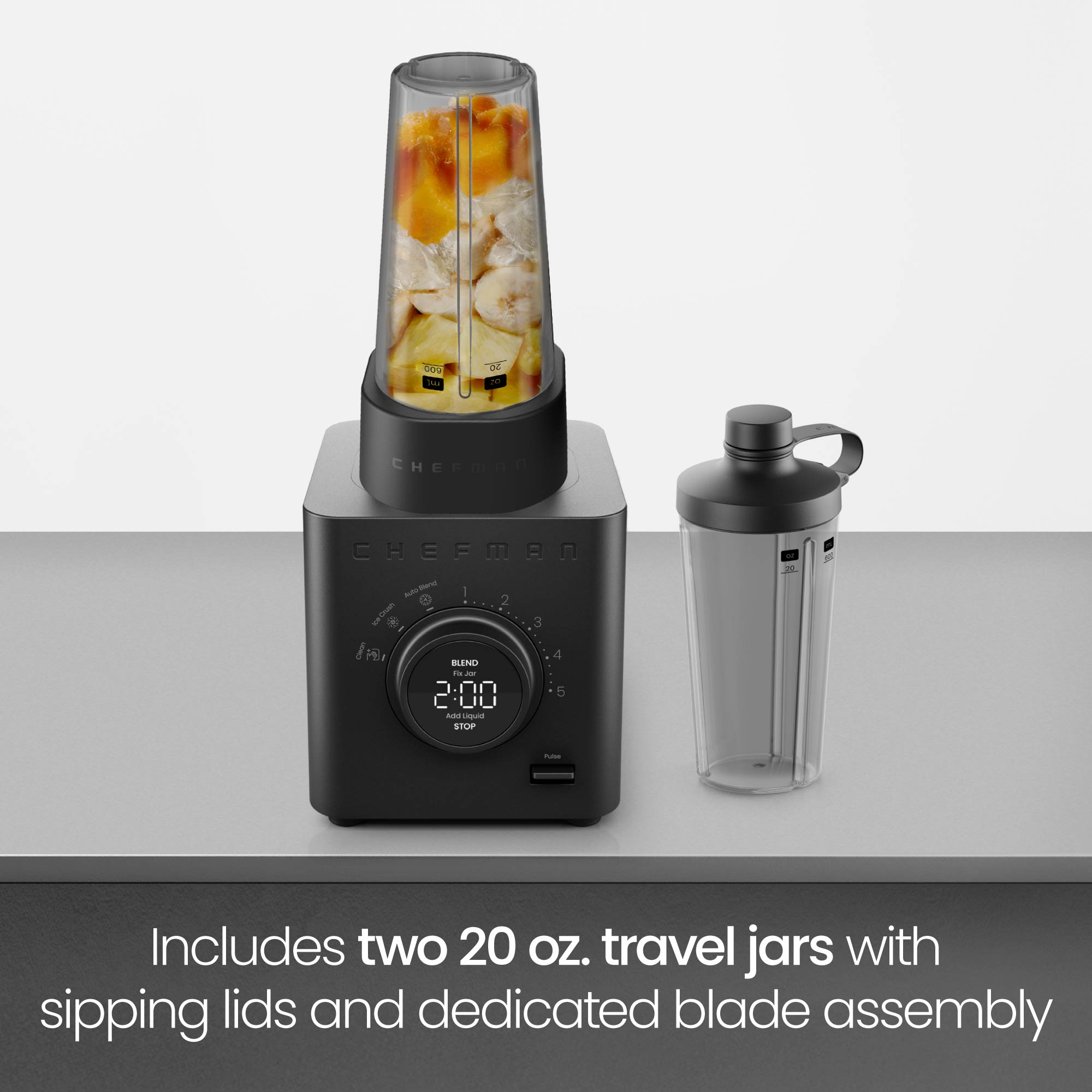 Obliterator 48 oz Power Blender + Two Travel Jars - Midnight