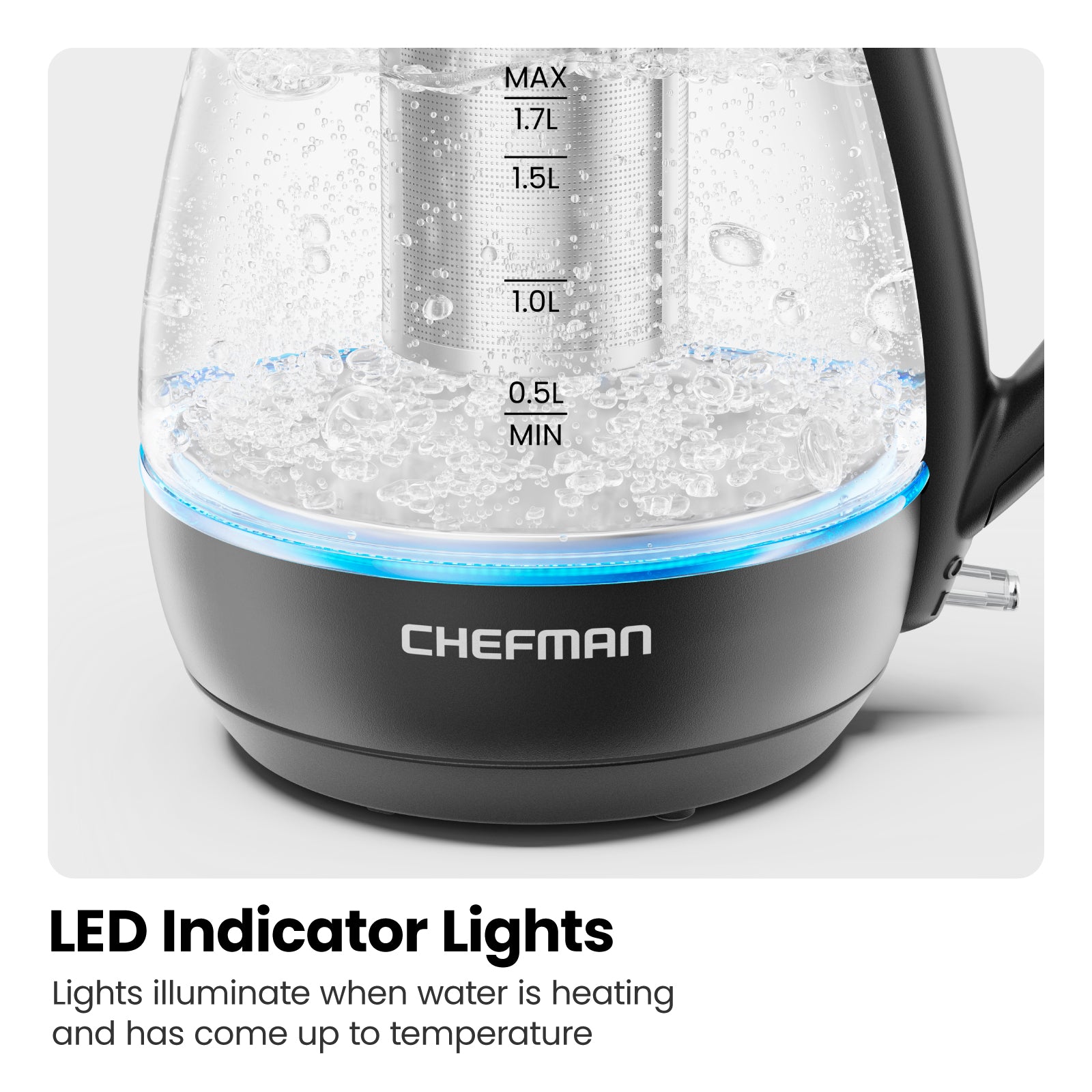 Fast Boil 1.7L Electric Glass Kettle w/ Tea Infuser