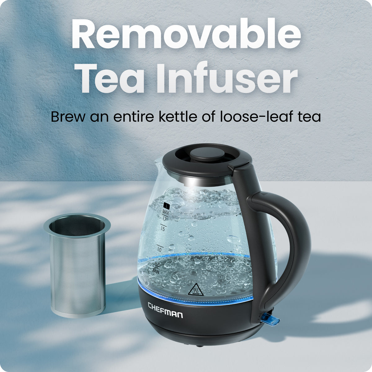 Fast Boil™ 1.7L Electric Glass Kettle w/ Tea Infuser