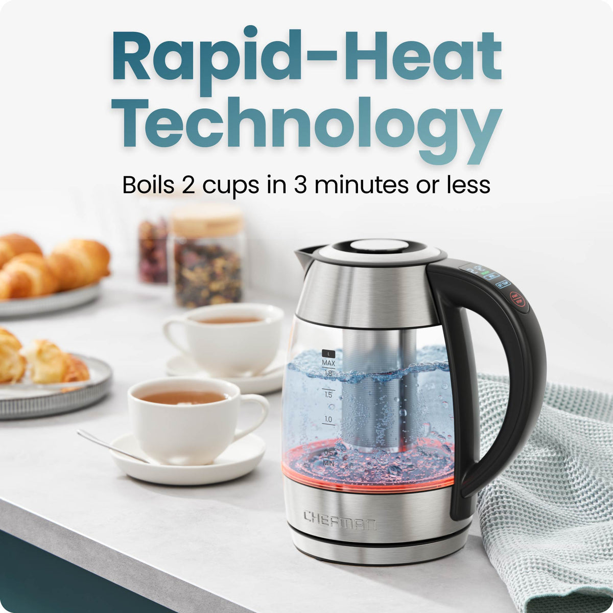 Custom-Temp 1.8L Electric Kettle w/ Temperature Control, Keep Hot Function