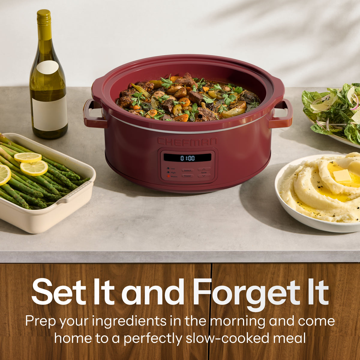 7 Qt. Digital Slow Cooker - Red