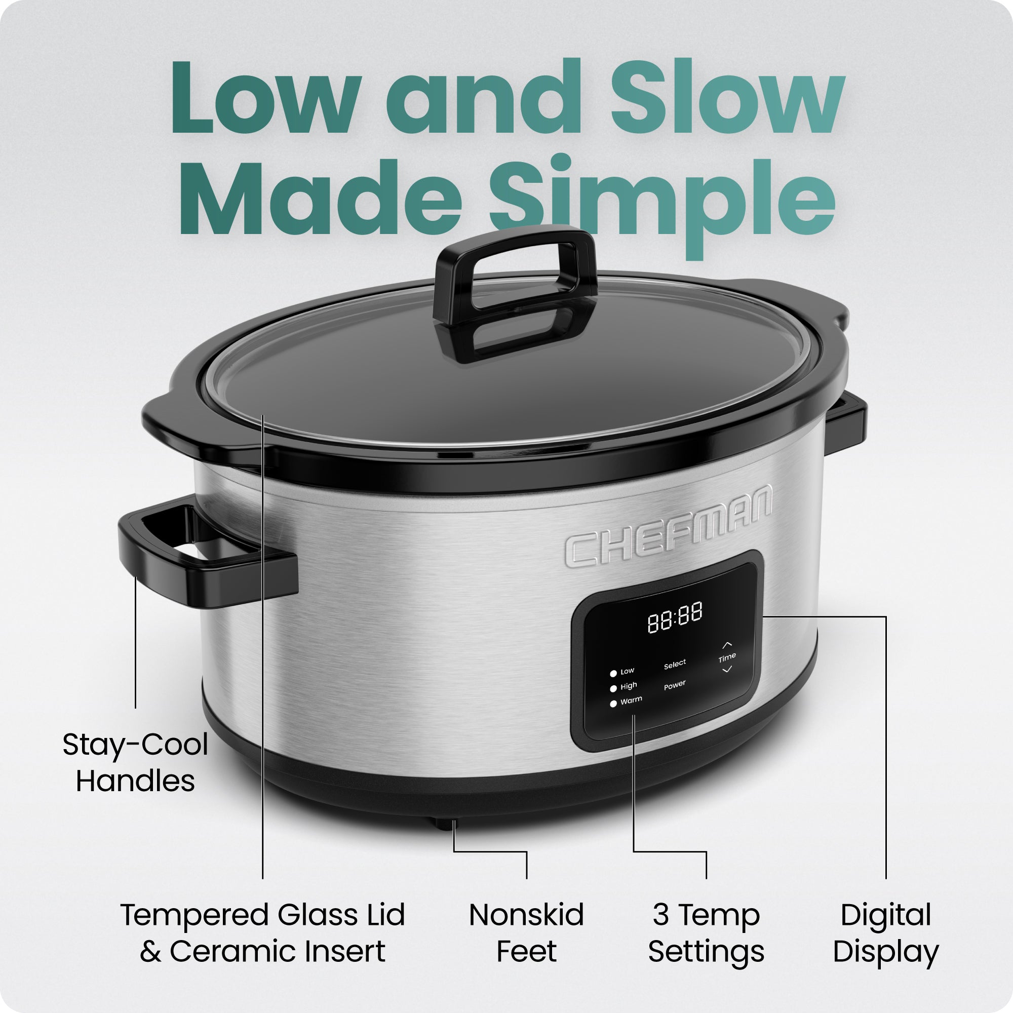 7 Quart Digital Stainless Steel Slow Cooker