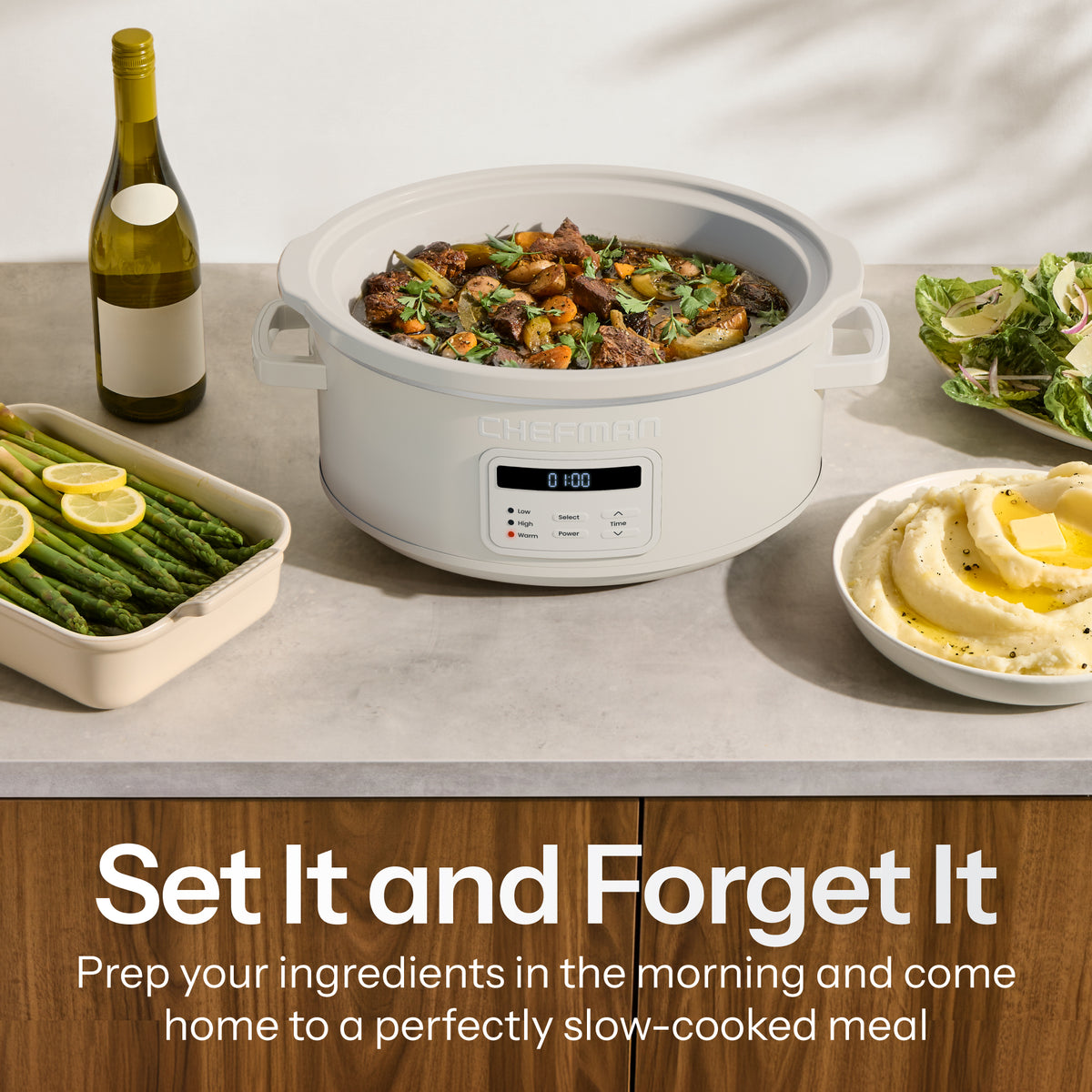 7 Qt. Digital Slow Cooker - White