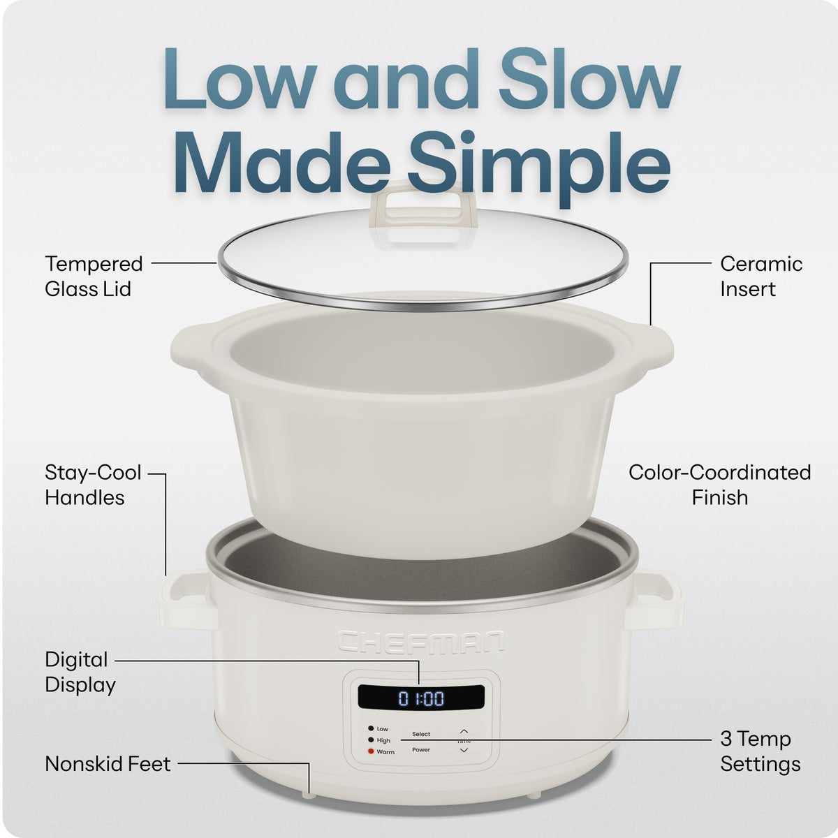 7 Qt. Digital Slow Cooker - White