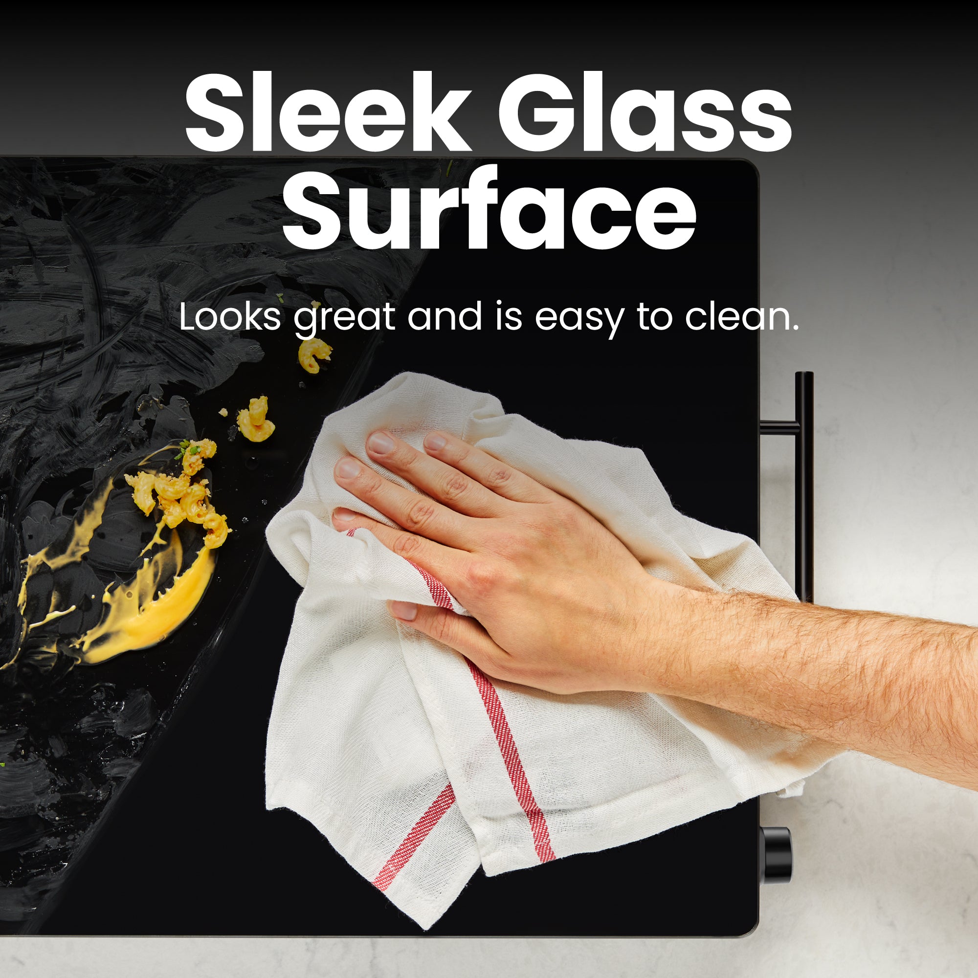 Family-Size Glass-Top Warming Tray - Black