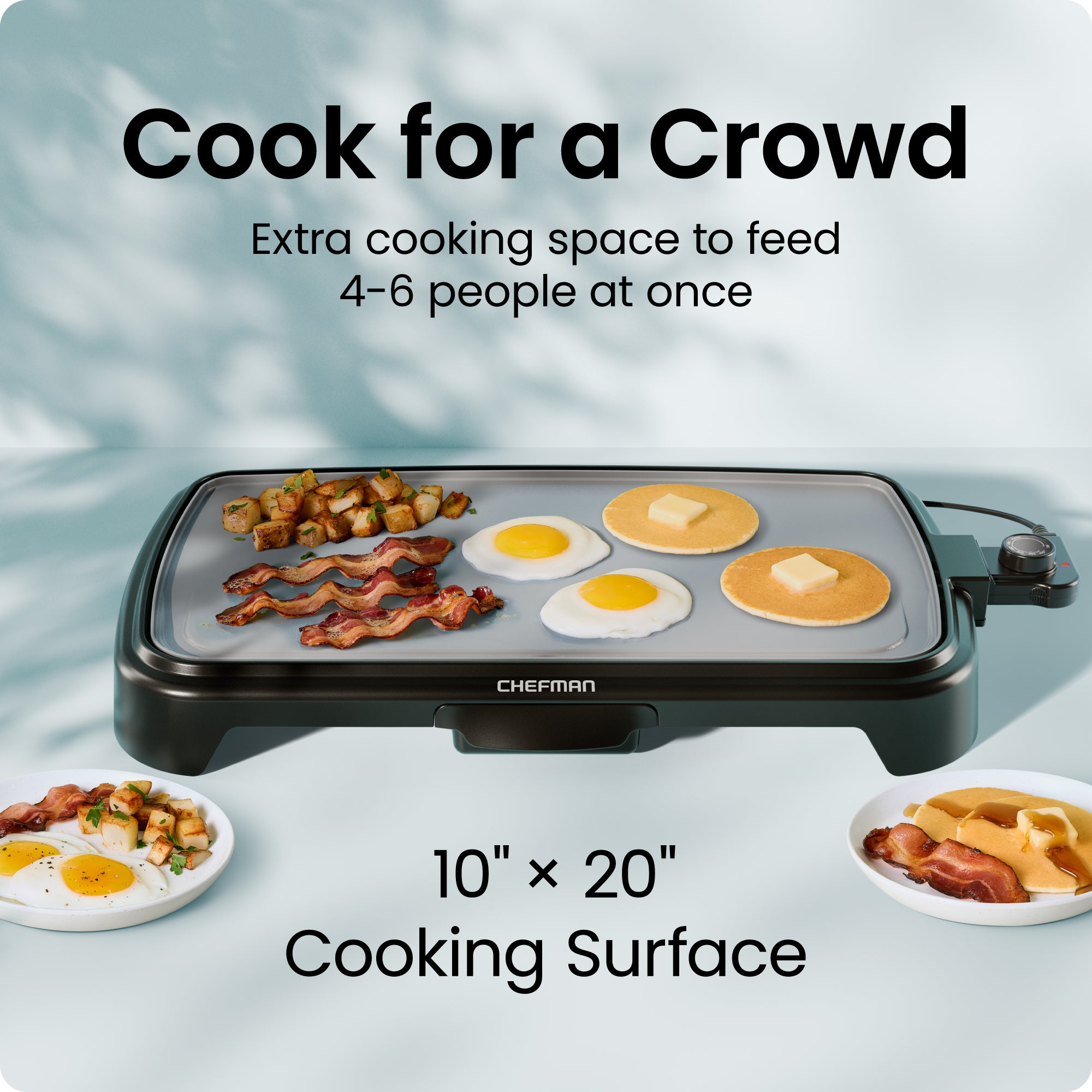 All-Purpose 10" x 20" Nonstick Extra-Large Griddle, Grey