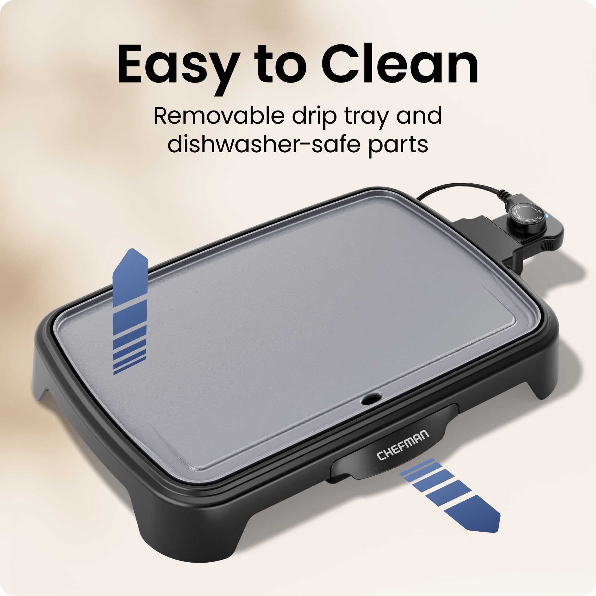 All-Purpose 10" x 16" Nonstick Griddle, Grey