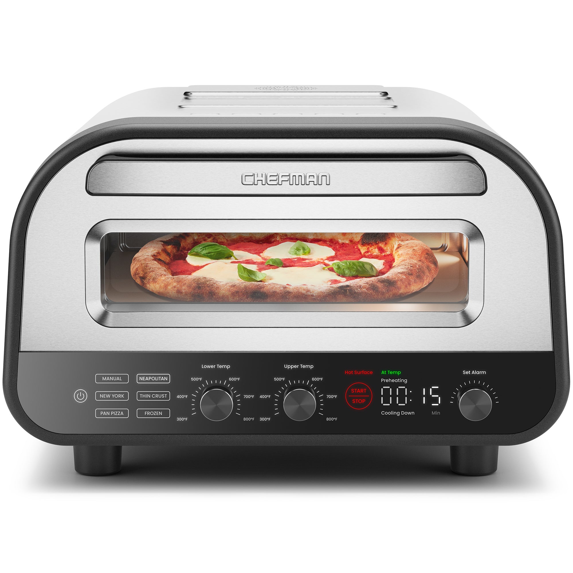 High-Heat Indoor Electric Pizza Oven 800°F - Stainless Steel