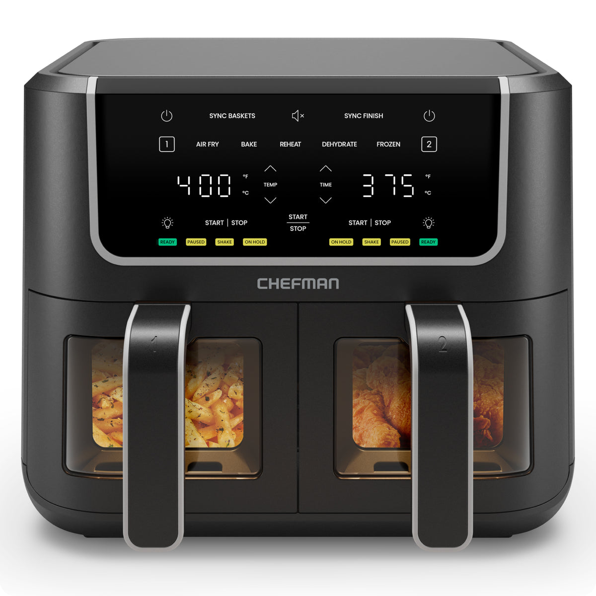 TurboFry 6 Qt. Double Basket Air Fryer with Easy View Windows