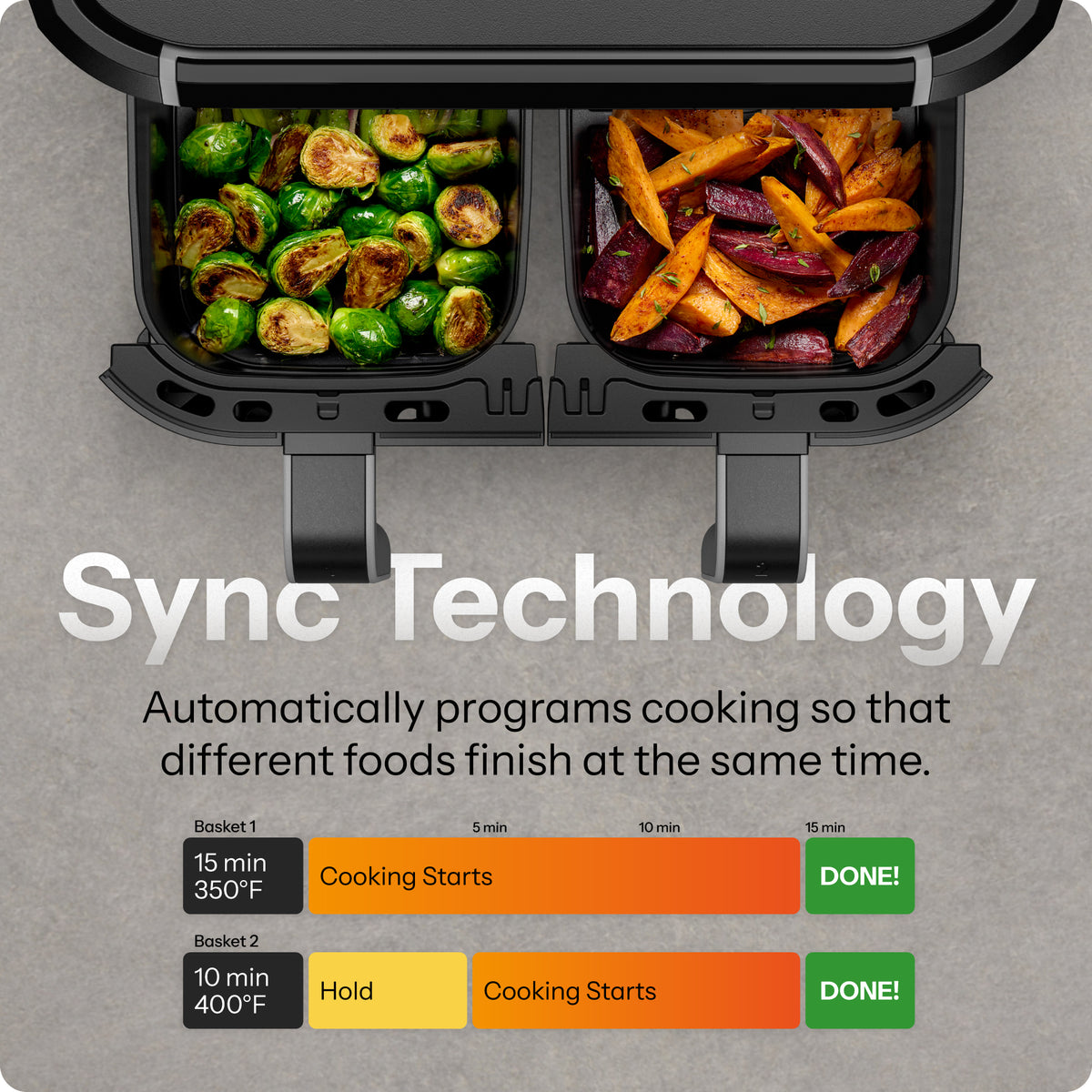 TurboFry 6 Qt. Double Basket Air Fryer with Easy View Windows