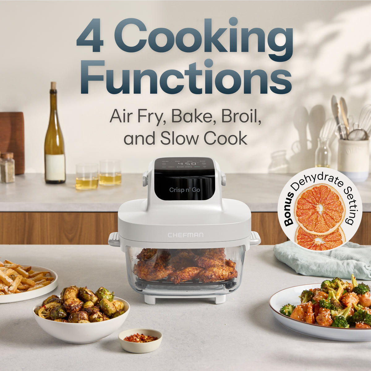 Crisp n' Go 4 Qt. Glass Air Fryer - Ash Grey