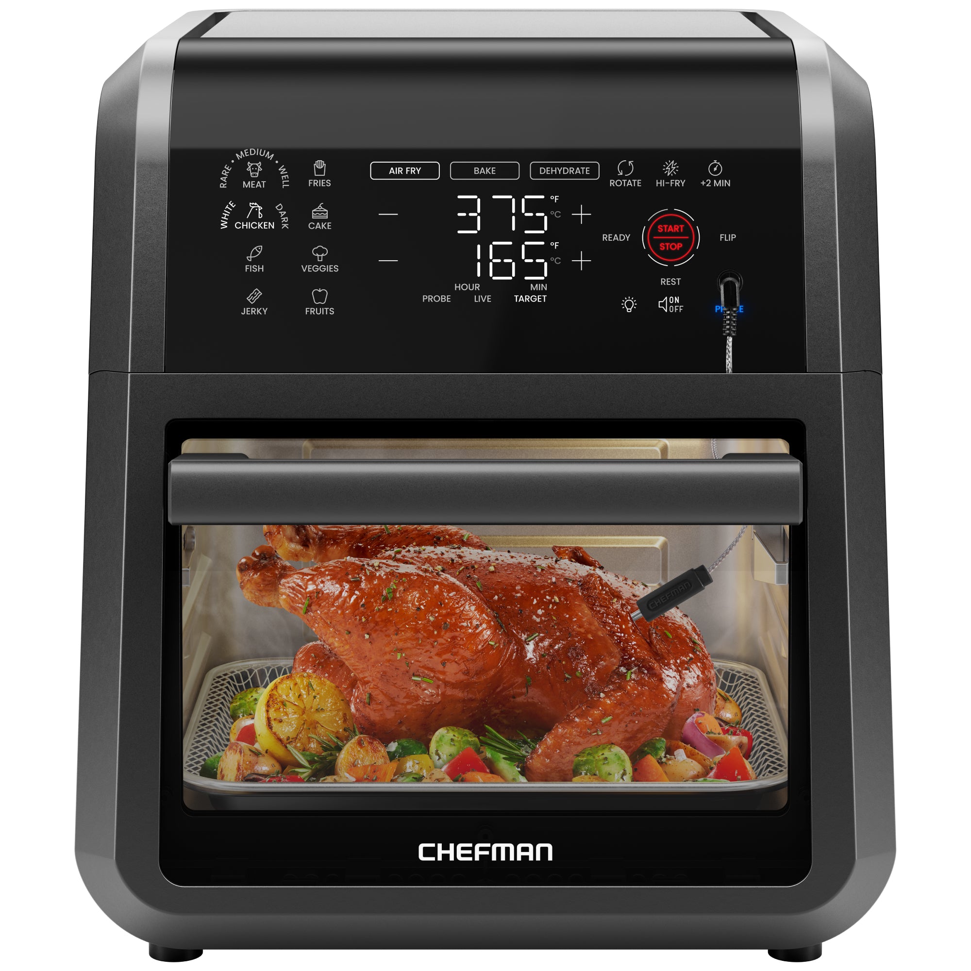 Multifunctional Digital Air Fryer w/ Integrated Smart Thermometer - 12 Quart