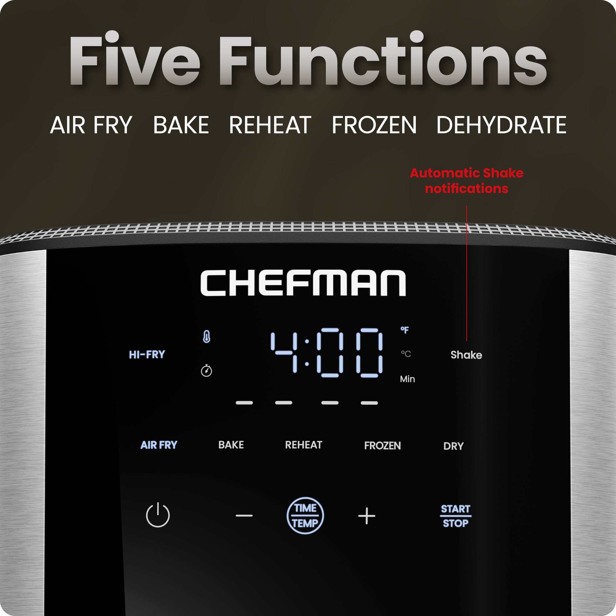 TurboFry 6-Quart Digital Air Fryer, Touch Controls w/ 5 Cooking Functions – Stainless Steel