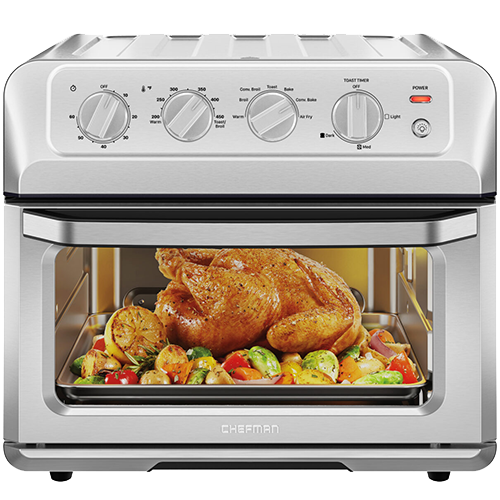 Chefman Extra Large Air Fryer and Convection Oven with French Doors and Rotisserie Spit, The Easiest Way to Cook Oil-Free, Double Wide Glass Windows