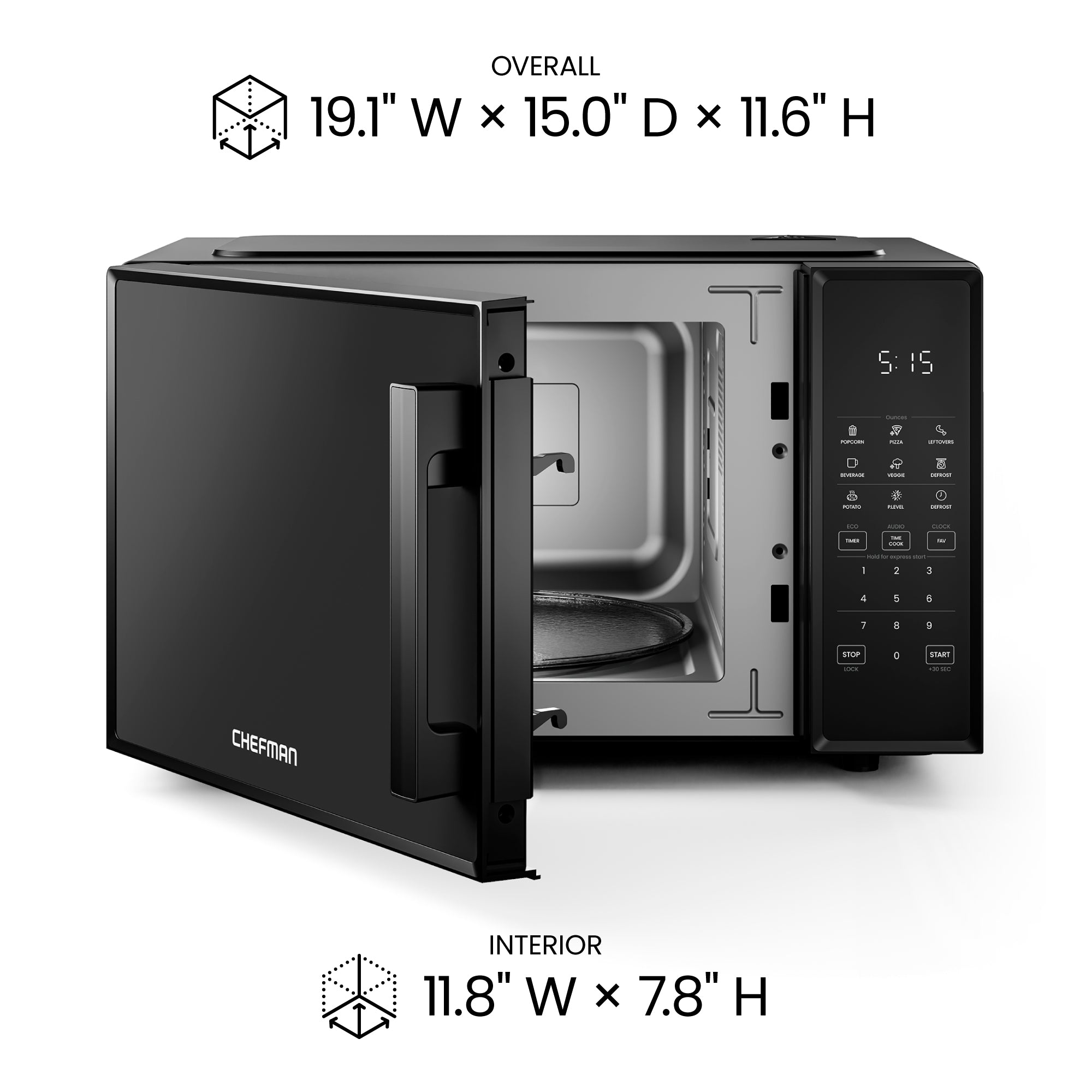 Horno microondas digital de encimera de 0.9 pies cúbicos