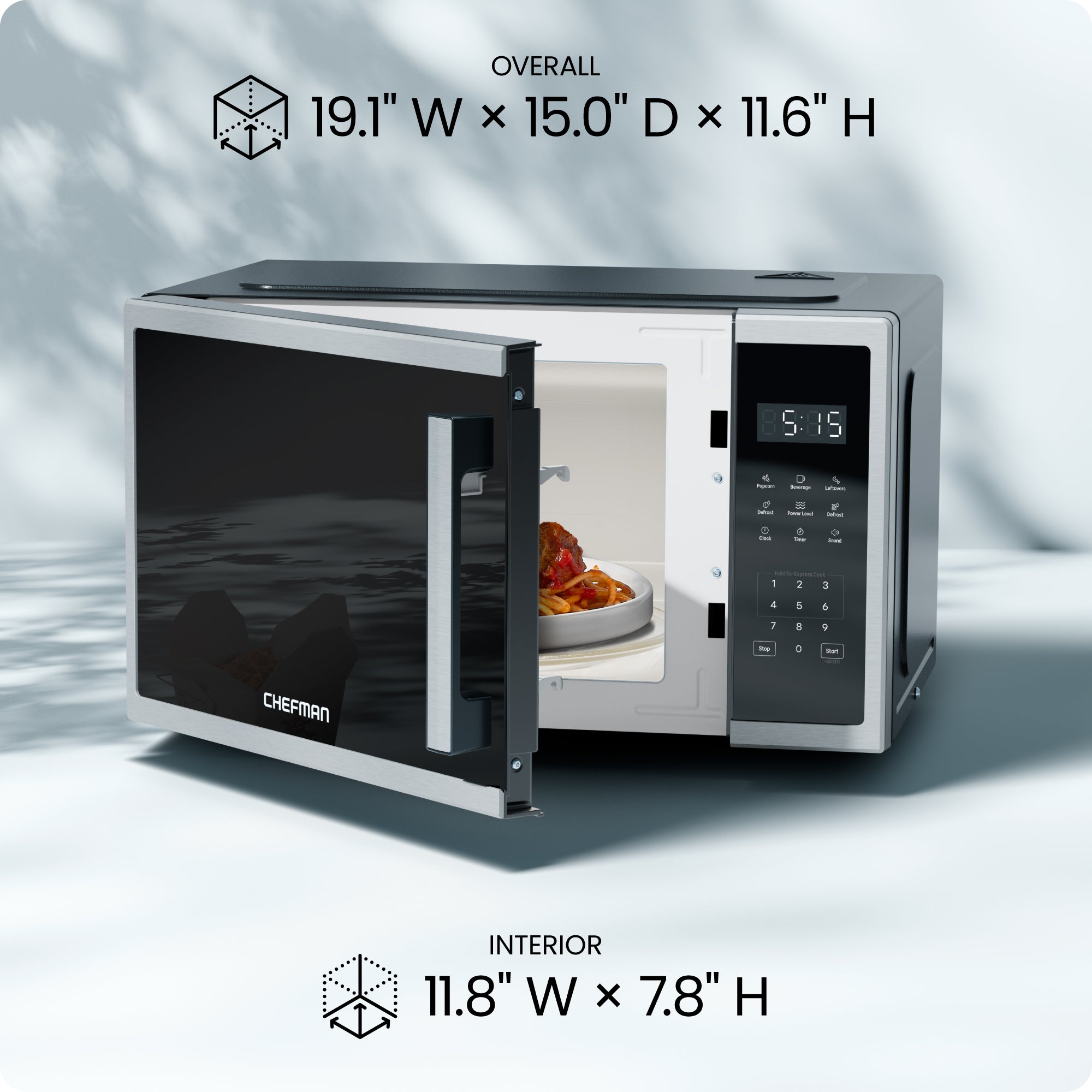 Countertop Digital Stainless Microwave Oven - 0.9 Cu Ft