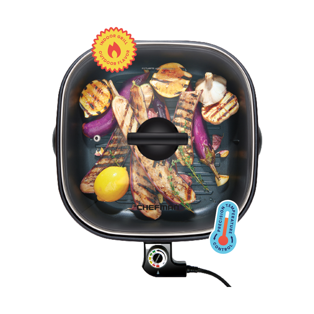 Chefman Electric Griddle, Fully Immersible and Dishwasher Safe Features,  Adjustable Temperature Control Allows for Versatile Cooking and Removable