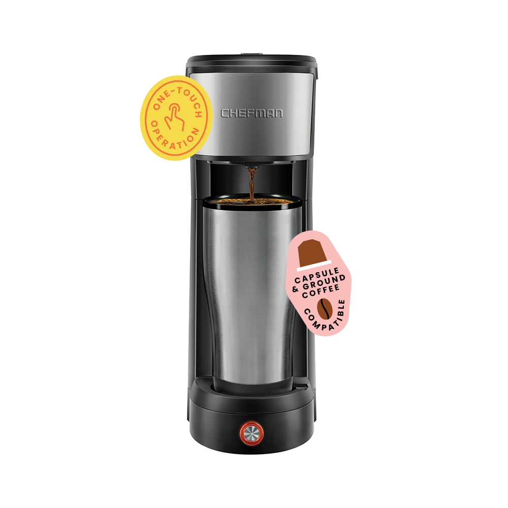 COMMERCIAL CHEF Coffee Machine, Single Serve Coffee Maker, Portable Coffee  Maker Single Serve with 13 Ounce Water Tank & One Touch Button for Coffee