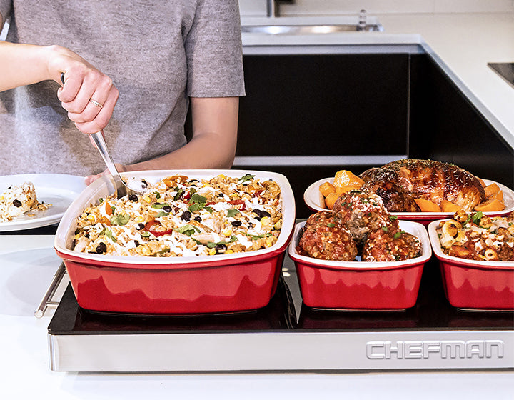 Family Size Glasstop Warming Tray