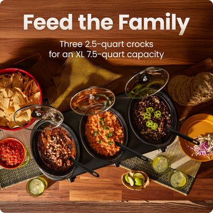 Stainless Steel Triple Slow Cooker & Buffet Server
