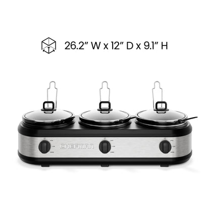 Stainless Steel Triple Slow Cooker & Buffet Server