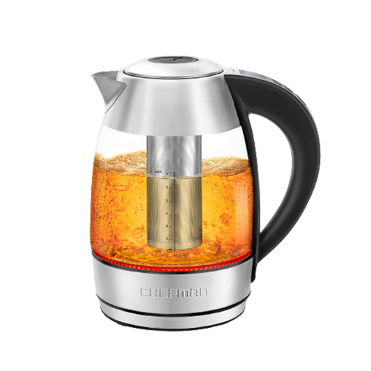ChefGiant Cordless Electric Tea Kettle - 1.7L Hot Water Kettle Electric Boiler Made of Glass & Stainless Steel - Large Capacity Water Boiler Heater