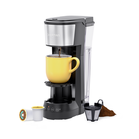 CHEFMAN Single Serve Coffee Maker K Cup Ground Compatible 6 12oz Cup 40oz Reservoir Chefman