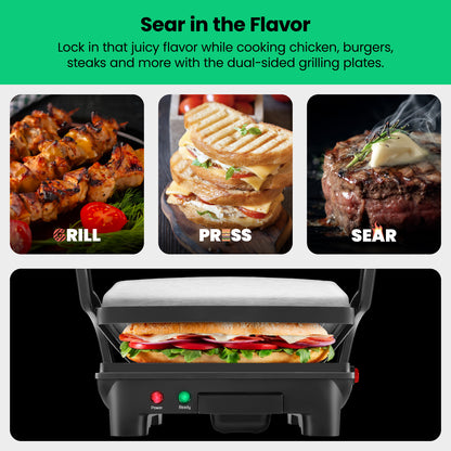 Multifunctional 180° Grill + Panini Press (4-Slice)