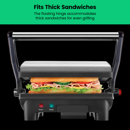 Multifunctional 180° Grill + Panini Press (2-Slice)