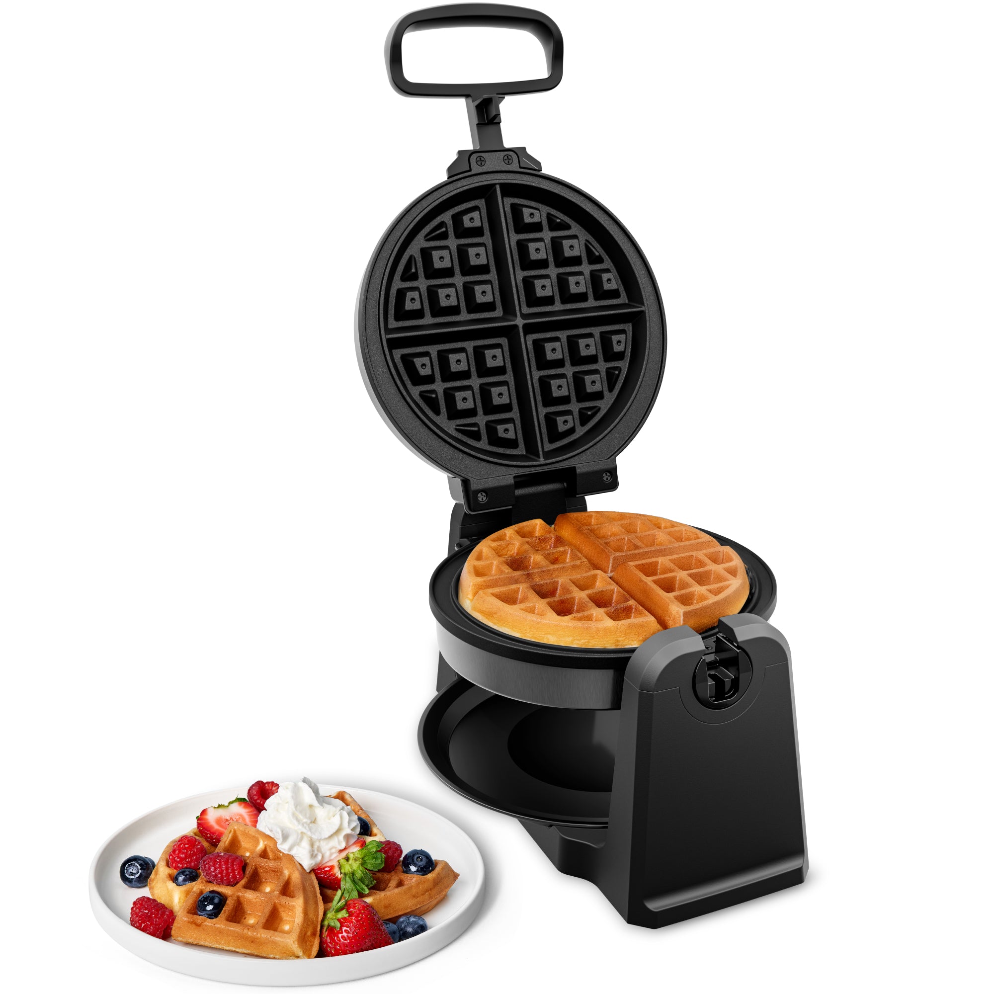 Rotating Belgian Waffle Maker - Black