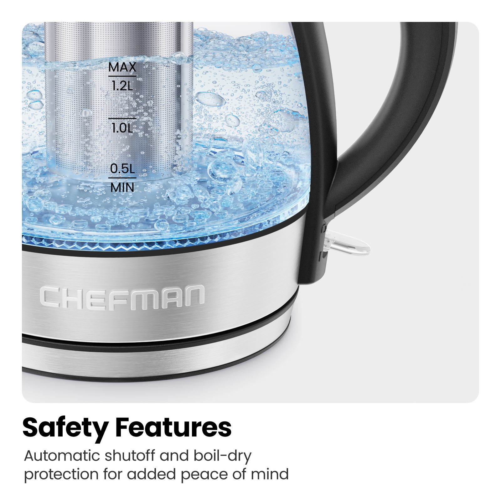 Chefman Product Feature- Perfect Steep Glass Tea Kettle 