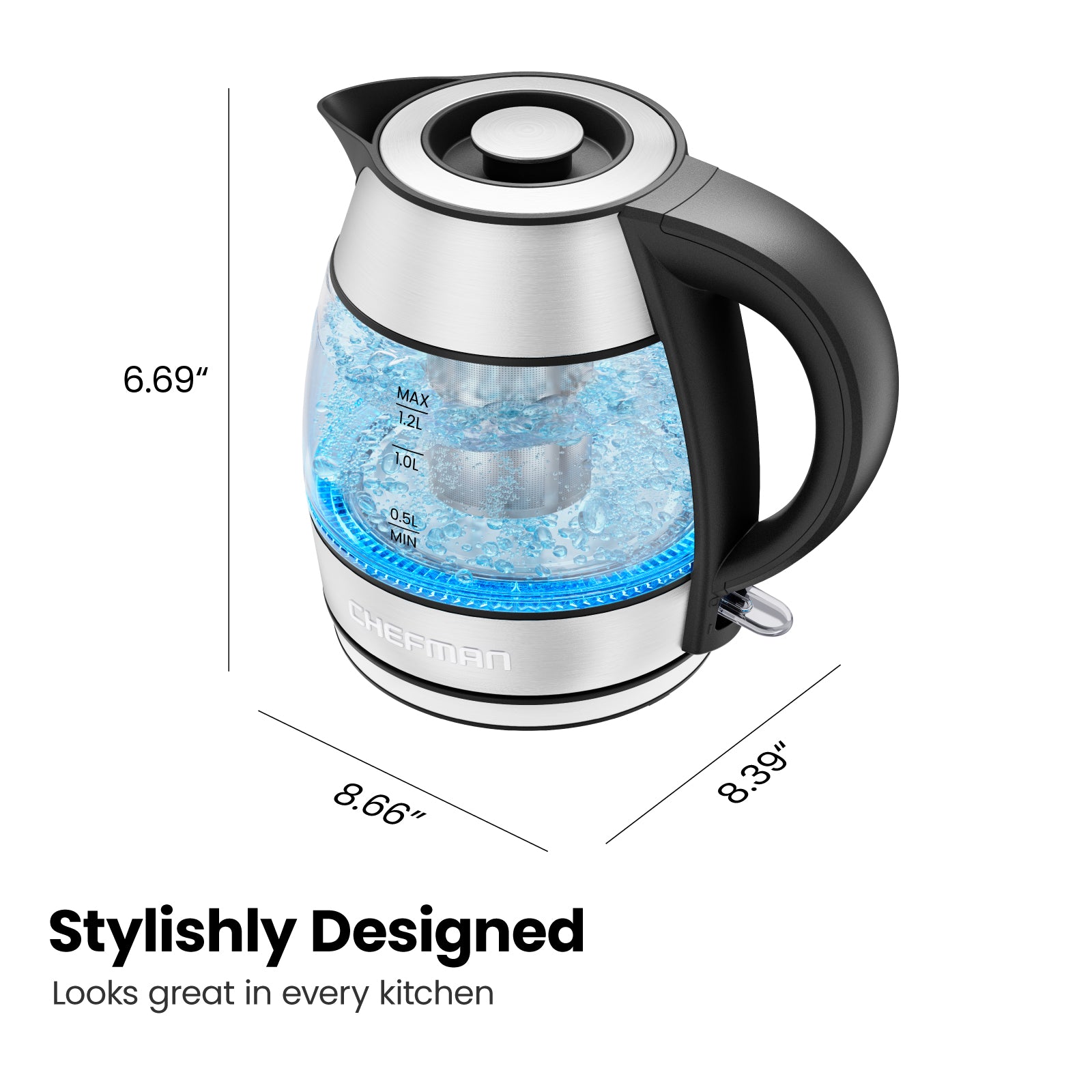 Fast Boil 1.2L Electric Kettle with Tea Infuser