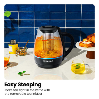 Fast Boil 1.7L Electric Glass Kettle w/ Tea Infuser