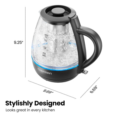 Fast Boil 1.7L Electric Glass Kettle w/ Tea Infuser