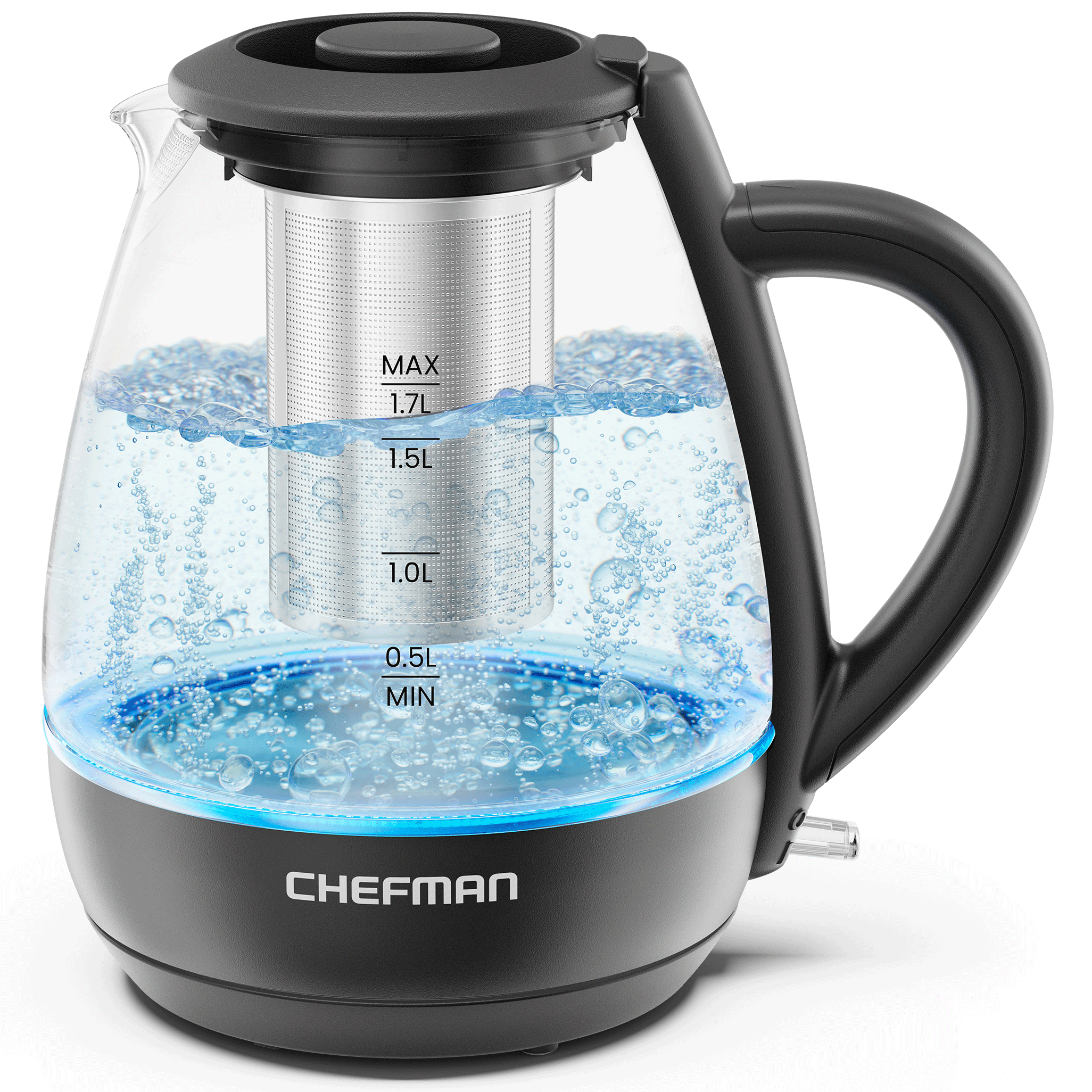 Fast Boil™ 1.7L Electric Glass Kettle w/ Tea Infuser
