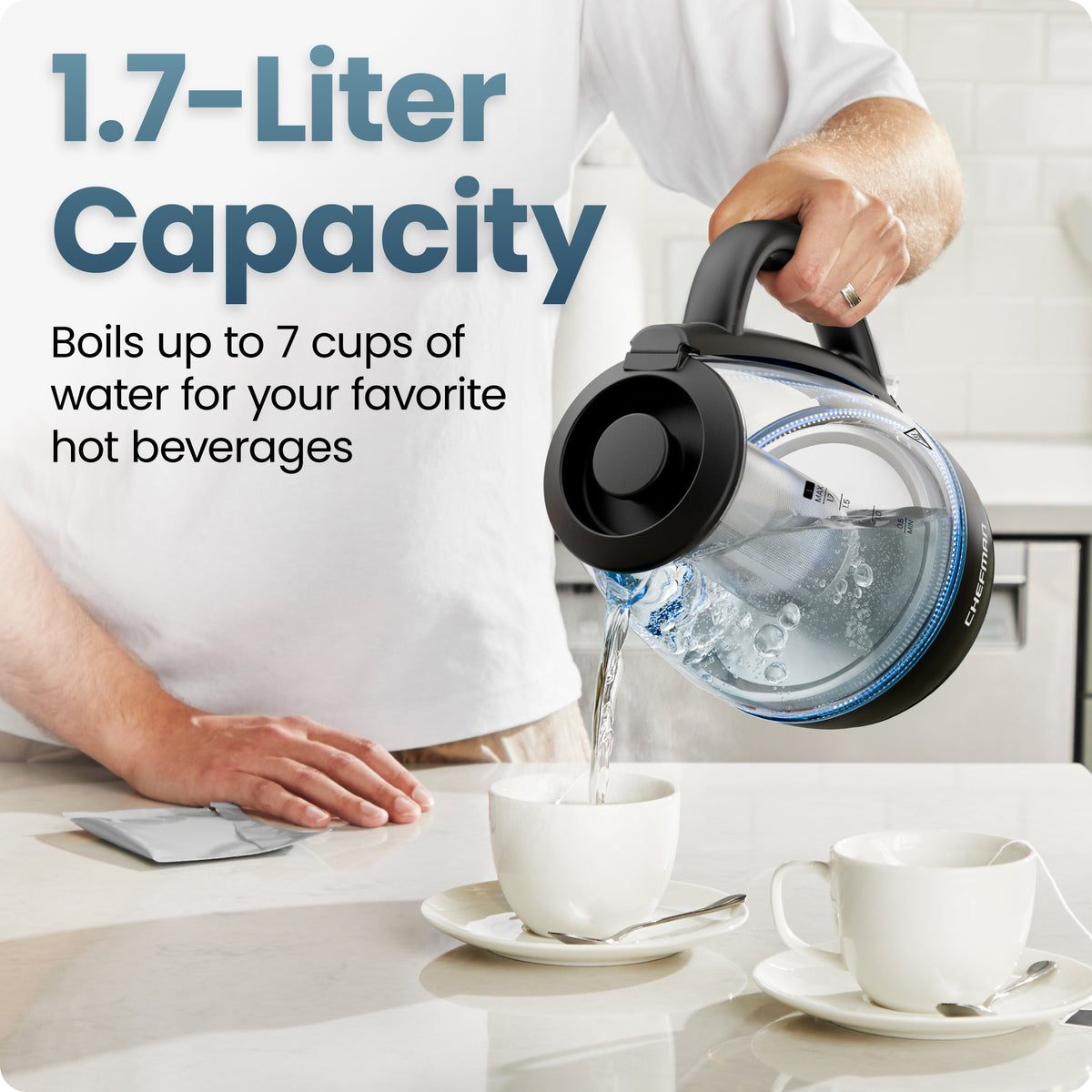 Fast Boil™ 1.7L Electric Glass Kettle w/ Tea Infuser