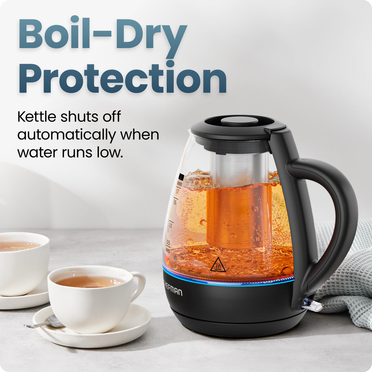 Fast Boil™ 1.7L Electric Glass Kettle w/ Tea Infuser