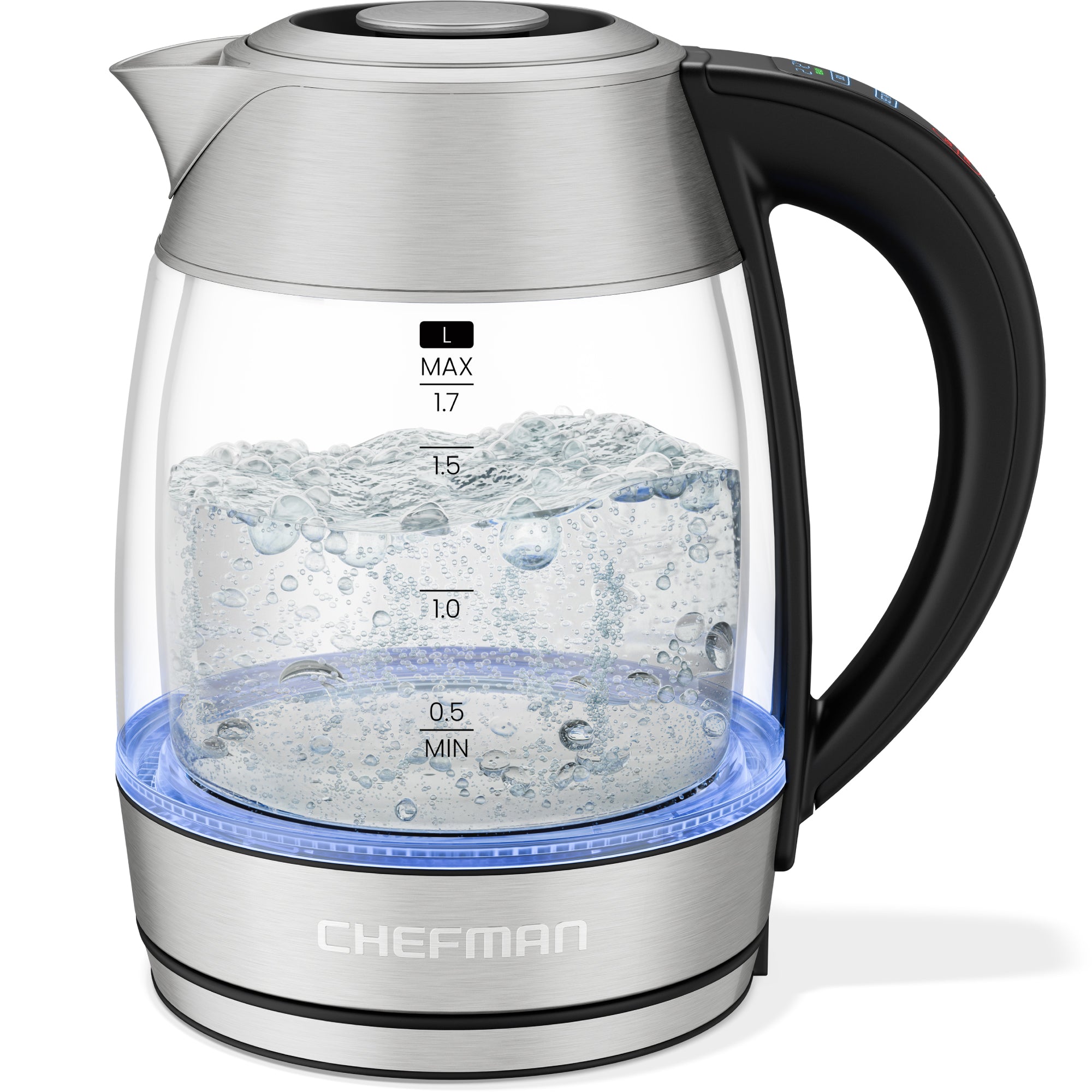 Chefman 1.7L Dual-Glass Electric Kettle with Tea Infuser & Adjustable Temperature