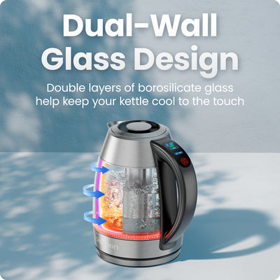 Chefman® 1.7L Dual-Glass Electric Kettle with Tea Infuser & Adjustable Temperature
