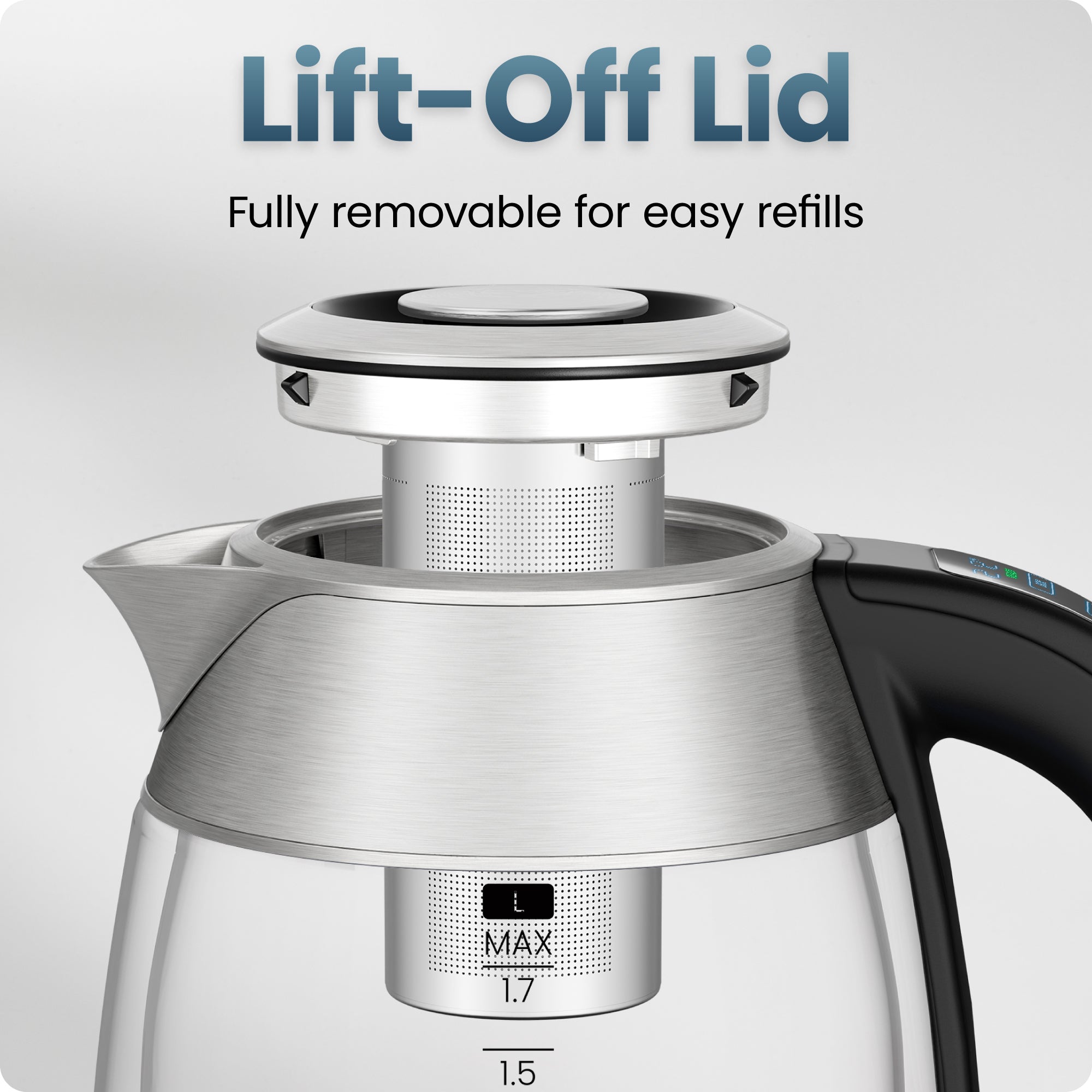 Chefman 1.7L Dual-Glass Electric Kettle with Tea Infuser & Adjustable Temperature