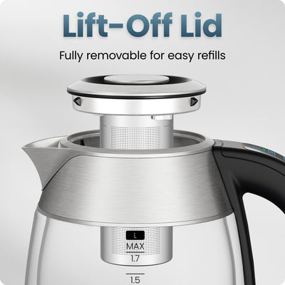 Chefman® 1.7L Dual-Glass Electric Kettle with Tea Infuser & Adjustable Temperature
