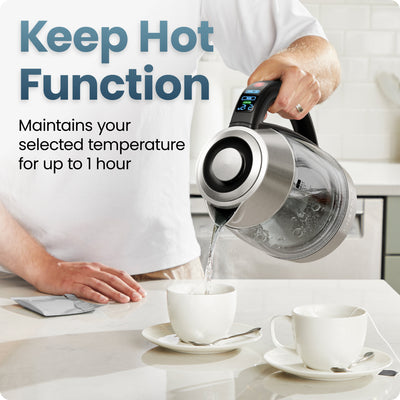 Chefman® 1.7L Dual-Glass Electric Kettle with Tea Infuser & Adjustable Temperature
