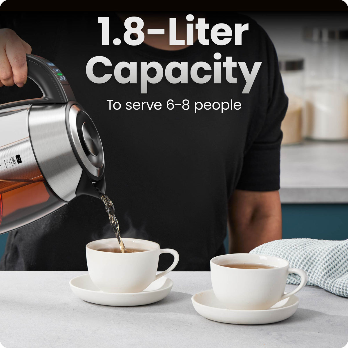 Custom-Temp 1.8L Electric Kettle w/ Temperature Control, Keep Hot Function