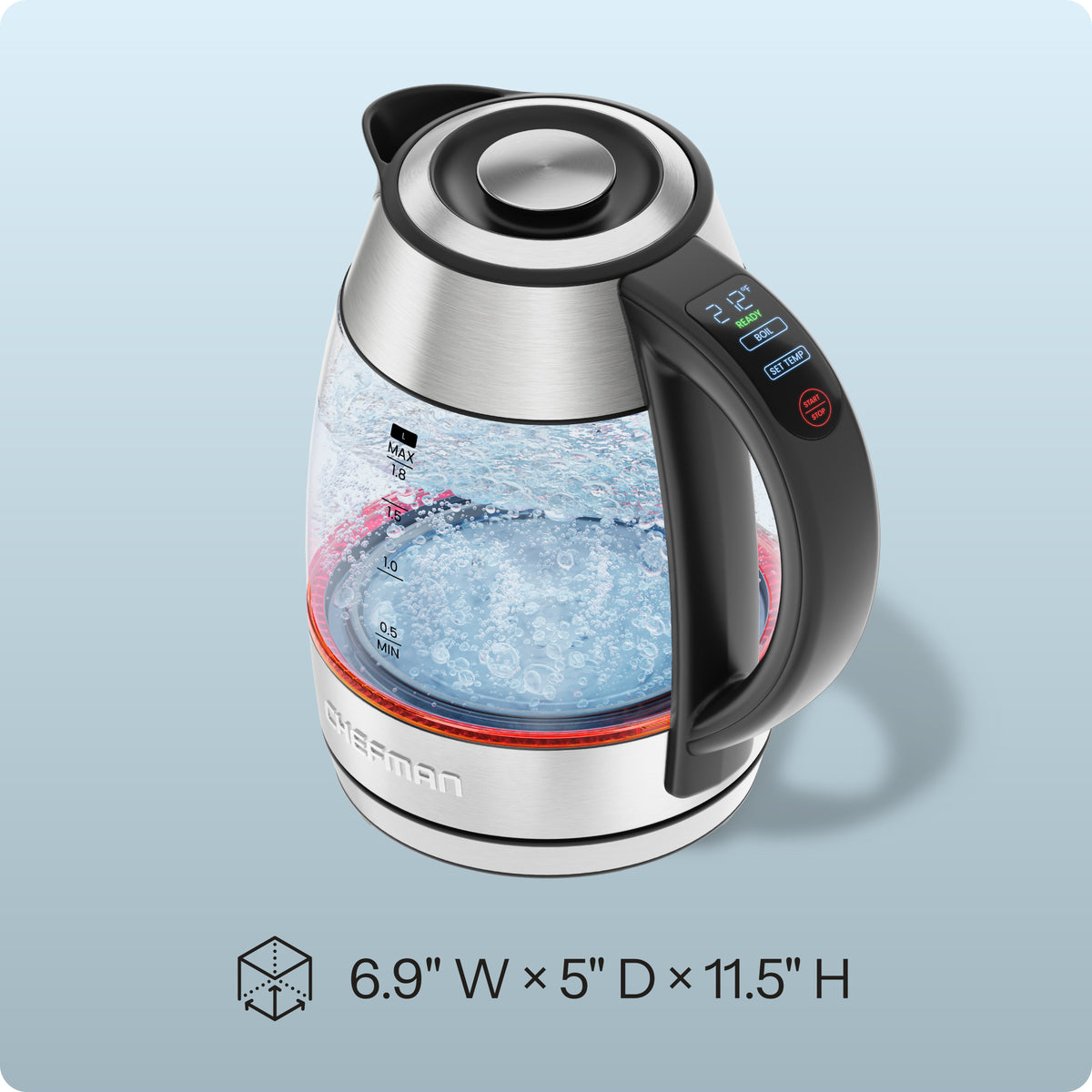 Custom-Temp 1.8L Electric Kettle w/ Temperature Control, Keep Hot Function