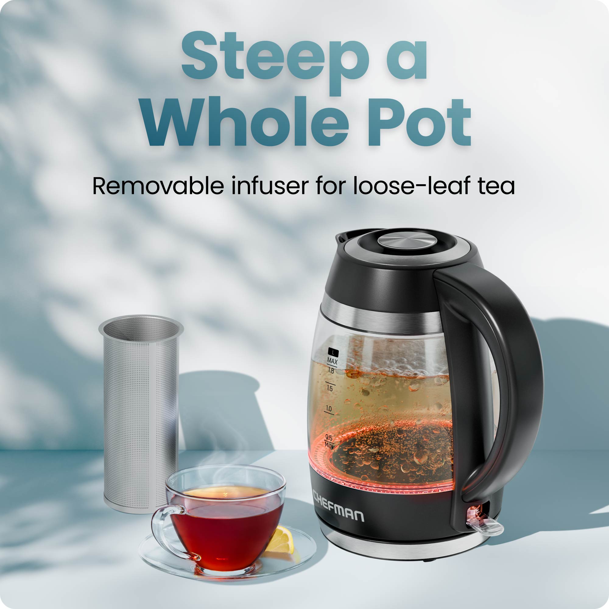 Fast-Boil 1.8L Electric Kettle w/ Tea Infuser