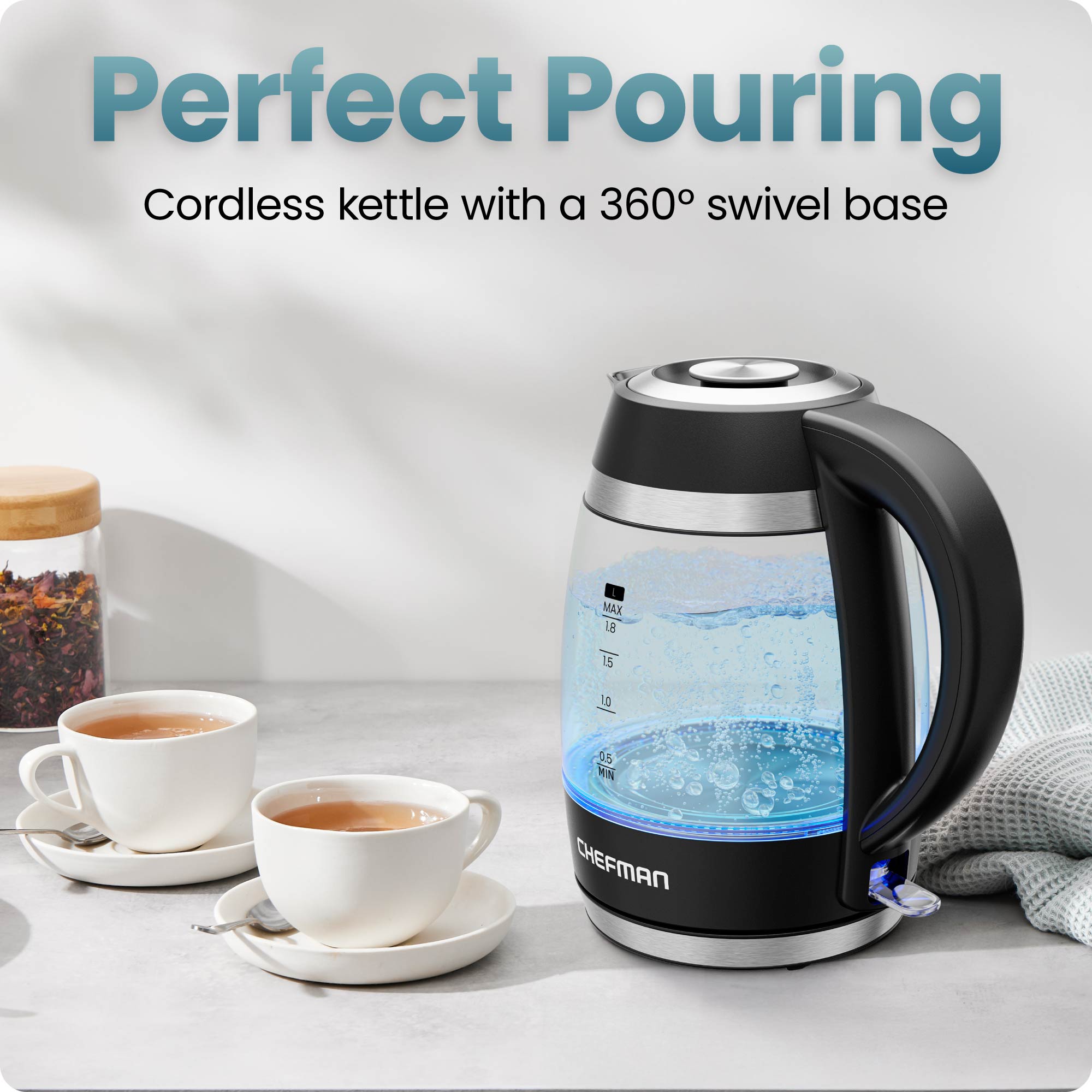 Fast-Boil 1.8L Electric Kettle w/ Tea Infuser