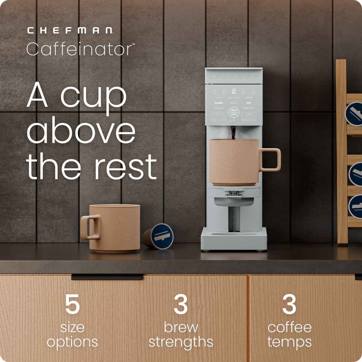 Caffeinator Single-Serve Coffee Maker - Concrete – Chefman